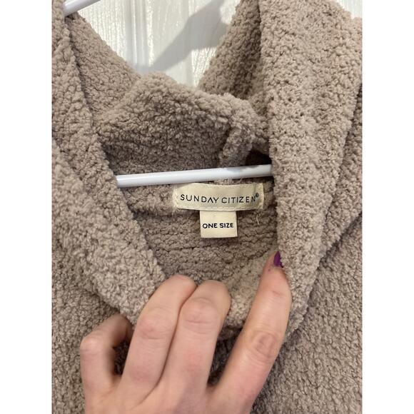 Sunday Citizen Snug Soft Cozy Taupe Teddie Blanket Hoodie One Size - Picture 6 of 7